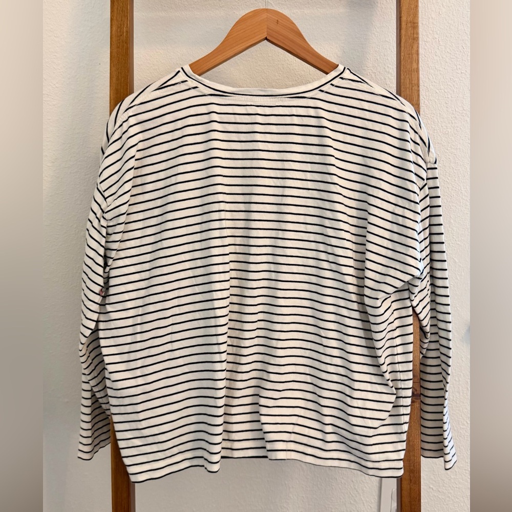 Reformation Oversized Long Sleeve Tee Black And White Stripe - Picture 5 of 5